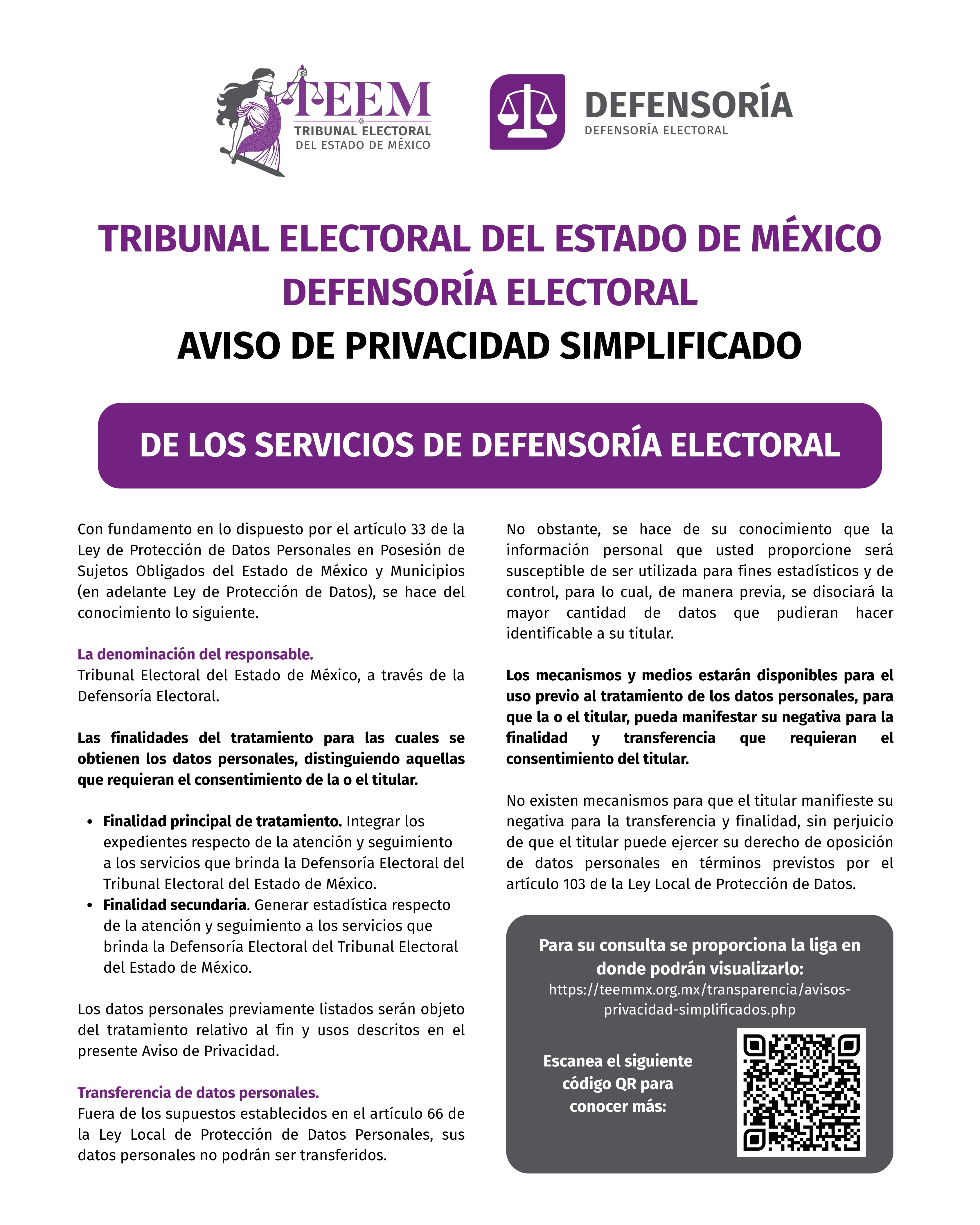Aviso de Privacidad Simplificado